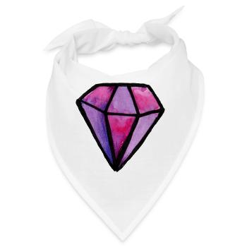 Lila Aquarell-Diamant-Edelstein - Bandana - Weiß - Vorne