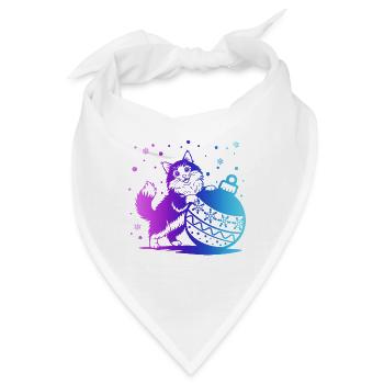 Kätzchen in einem Winter-Kugelverlauf - Bandana - Weiß - Vorne