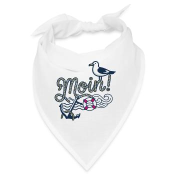 Moin mit_Moewe_und_Anker - Bandana - Weiß - Vorne