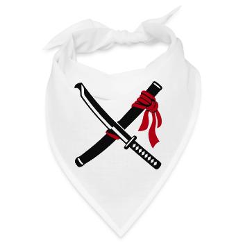 Gekreuzte Katana Schwerter Logo - Bandana - Weiß - Vorne
