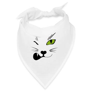 Zwinker Katze - Miau! - Bandana - Weiß - Vorne