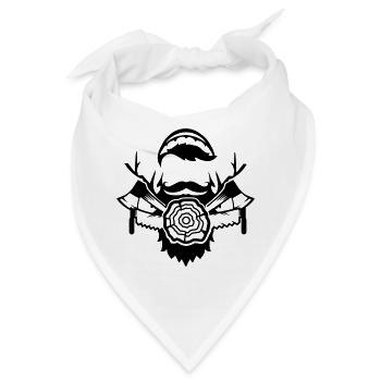 Holzfäller mit Säge und Axt - Bandana - Weiß - Vorne