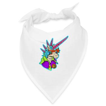 Neon-Einhorn Retro-Rocker - Bandana - Weiß - Vorne