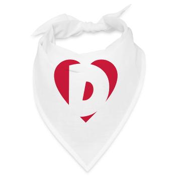 I love D - Herz D - Buchstabe D - Bandana - Weiß - Vorne