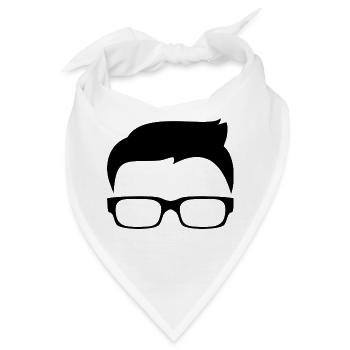 Nerd Frisur Brille Geschenk - Bandana - Weiß - Vorne