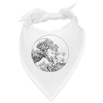Welle in schwarz weiß - Bandana - Weiß - Vorne
