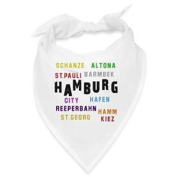 Hamburg Viertel Typo Collage - Bandana - Weiß - Vorne