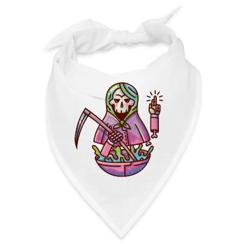 Eine Babuschka/ Matroschka mit Totenkopf und Gift - Bandana - Weiß - Vorne