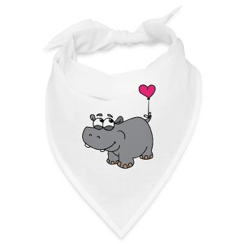 Nilpferd mit Herzballon - Bandana - Weiß - Vorne