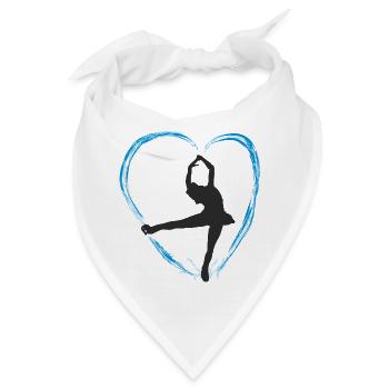 Eisblaues Herz und ein Mädchen Eis Tanz Figurlauf - Bandana - Weiß - Vorne