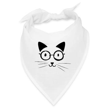 lustiges Katzengesicht Katze Kätzchen Geschenk - Bandana - Weiß - Vorne