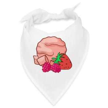 Eis Speiseeis Eiskrem Eiscreme Erdbeeren Himnbeere - Bandana - Weiß - Vorne