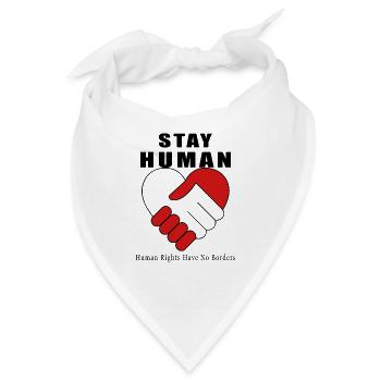 Wir bleiben Mensch - Frieden und Brüderlichkeit - Bandana - Weiß - Vorne