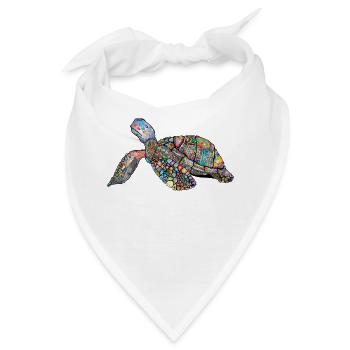 Schildkröte Mosaik - Bandana - Weiß - Vorne