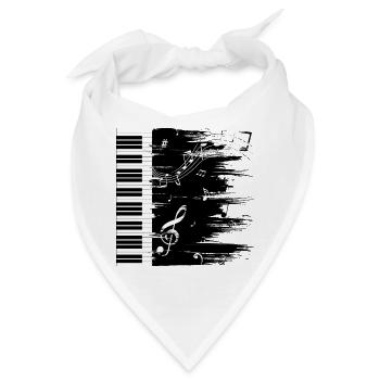 Klavier Musik black & white Geschenk - Bandana - Weiß - Vorne