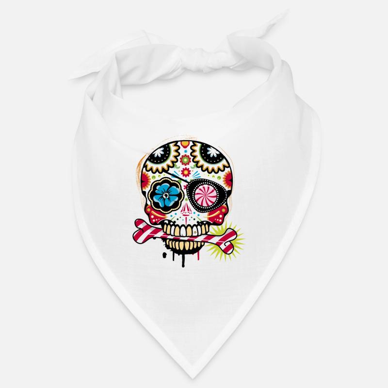 Skull with eye patch and candy cane Bandana