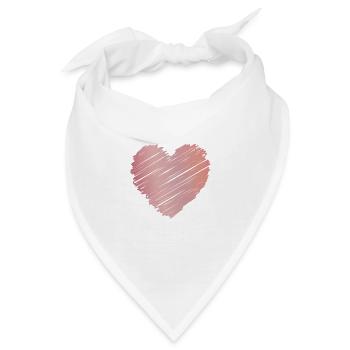 Pinkes Herz Kritzeloptik – Romantik Motiv - Bandana - Weiß - Vorne