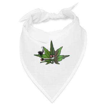 Grünes Blatt mit Joint Cartoon - Bandana - Weiß - Vorne