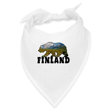 Finnland Bär mit Landschaft Geschenk Skandinavien - Bandana - Weiß - Vorne