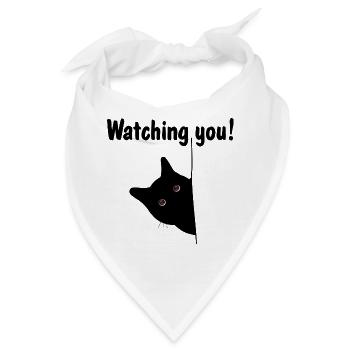 Black cat is watching you! - Bandana - Weiß - Vorne