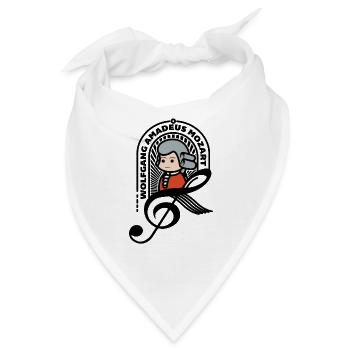 Mozart Süßes Porträt Note Schwarz Cooles Geschenk - Bandana - Weiß - Vorne