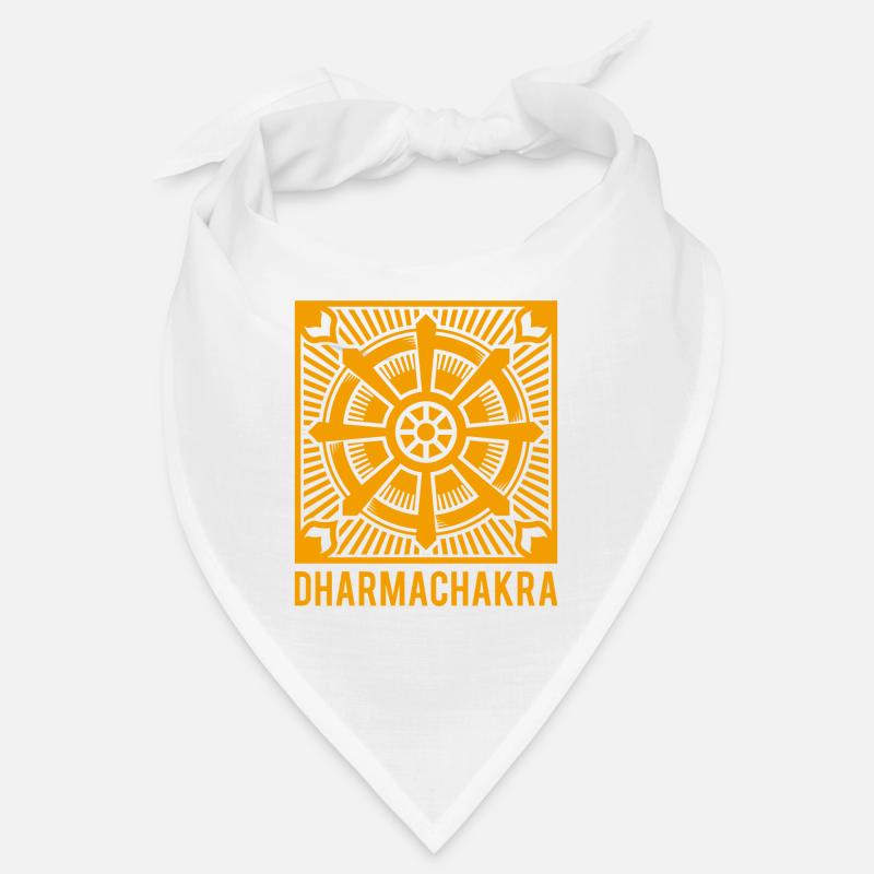 Buddhismus Dharmachakra Rad Heiliges Symbol - Bandana - Weiß
