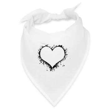 Schwarzes Herz - Bandana - Weiß - Vorne