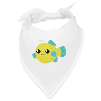 Kugelfisch, süßer niedlicher Fisch, Ozean, - Bandana - Weiß - Vorne