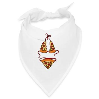 Pizza Bikini Strandfigur Bikinifigur Lustig - Bandana - Weiß - Vorne