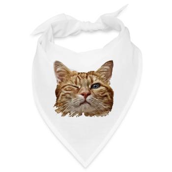 Katzenkopf mit Zwinkerauge Illustration - Bandana - Weiß - Vorne