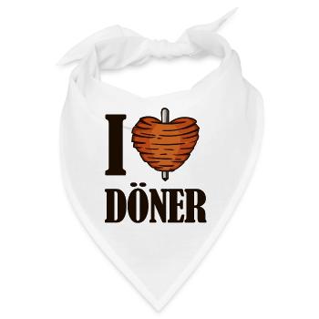 Ich Liebe Döner Kebab Kebap Spieß Essen Hunger - Bandana - Weiß - Vorne