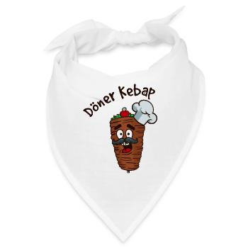 Döner Kebap Grillspieß Grillfleisch Lustig Cartoon - Bandana - Weiß - Vorne