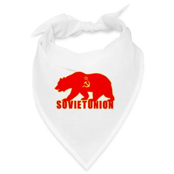 Sowjetunion Bär mit Flagge - Bandana - Weiß - Vorne