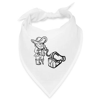 Pirat mit Holzbein und Kanone - Bandana - Weiß - Vorne