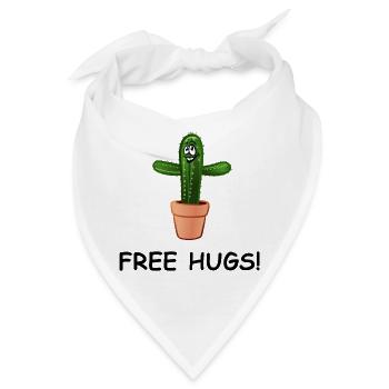 Kaktus breitet herzlich die Arme aus – FREE HUGS! - Bandana - Weiß - Vorne