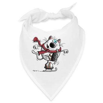 Katze fährt Schlittschuh - Bandana - Weiß - Vorne