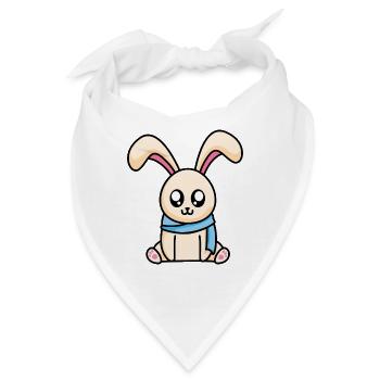 Hase mit Schal - Bandana - Weiß - Vorne