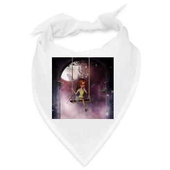 Kleine Fee auf einer Schaukel mit Libelle - Bandana - Weiß - Vorne