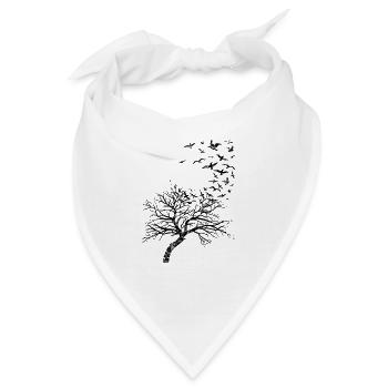 Baum und Vögel - Bandana - Weiß - Vorne