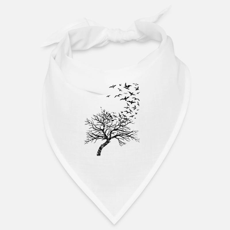 Arbre et oiseaux - Bandana - blanc