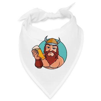 Wikinger mit Bierglas - Bandana - Weiß - Vorne