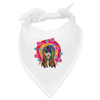 HIPPIE Shirt Kostüm - Bandana - Weiß - Vorne