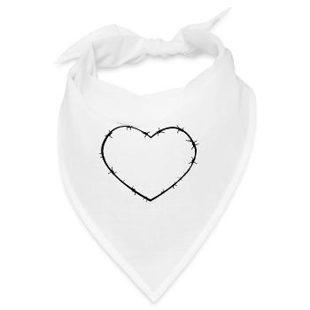 Stacheldraht-Herz - Bandana - Weiß - Vorne