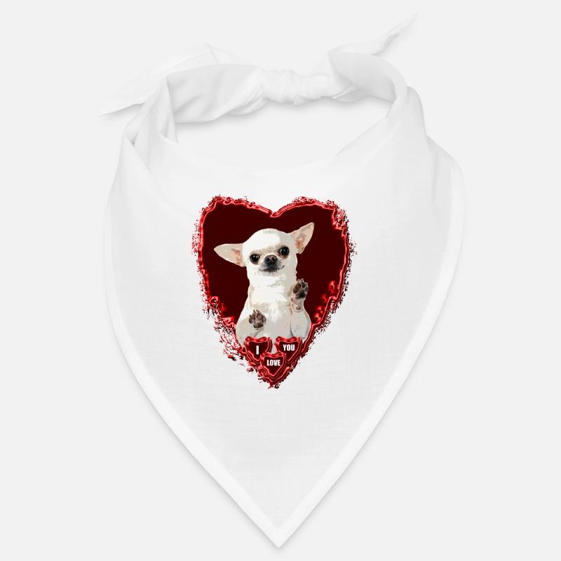 Maman ma mère aime les Chihuahuas saint valentin - Bandana - blanc