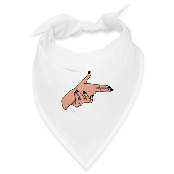 Hand Pistole Handzeichen Geste - Bandana - Weiß - Vorne
