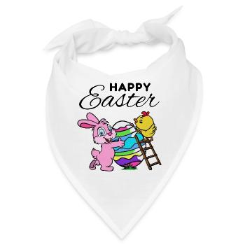 Frohe Ostern Osterfest Osterhase Osterküken Süß - Bandana - Weiß - Vorne