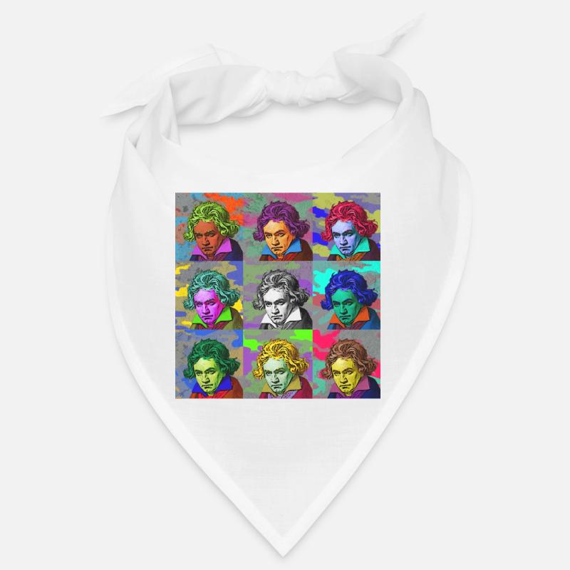 Pop Art Ludwig van Beethoven idée cadeau classique - Bandana - blanc