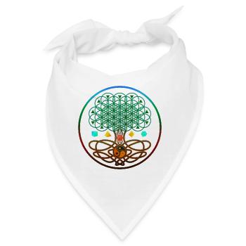 Baum des Lebens, Baum des Lebens, Heilige Geometrie - Bandana - Weiß - Vorne