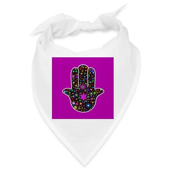 Hand von Fatima mit bunten Blumen - Bandana - Weiß - Vorne