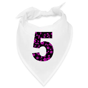 Zahl 5 - Bandana - Weiß - Vorne
